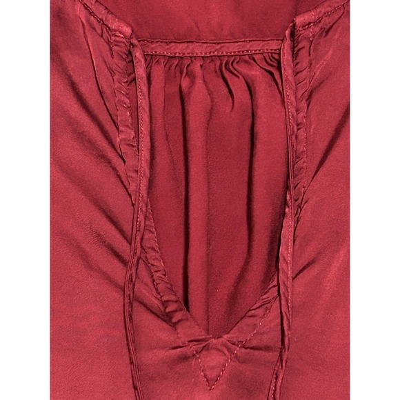 Nation LTD Cherry Red V-Neck Blouse | Frayed Hem | 100% Viscose Size S - Picture 6 of 9